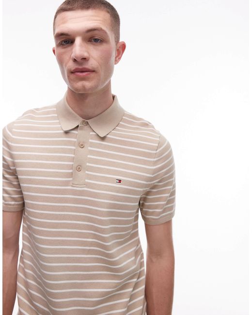 Tommy Hilfiger – gestricktes polohemd in Natural für Herren