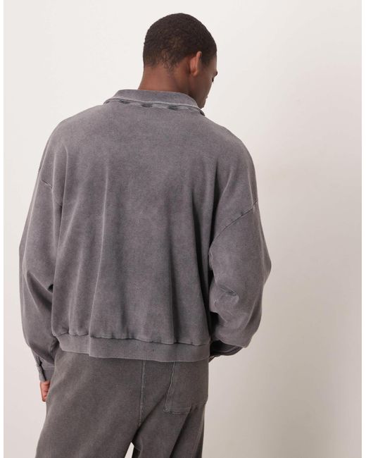 ASOS Gray Oversized Boxy Shacket With Ribbed Texture for men