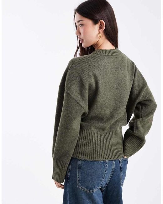 ASOS Gray Stuffed Neck Trim Waisted Jumper