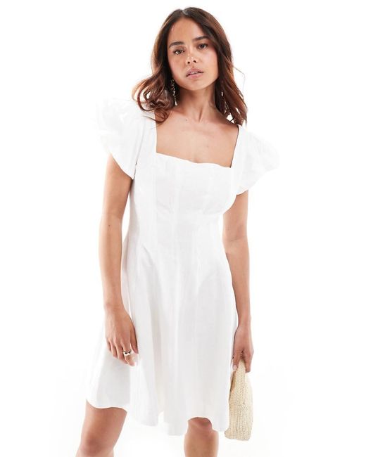 Forever New White Panelled Ruffle Mini Dress