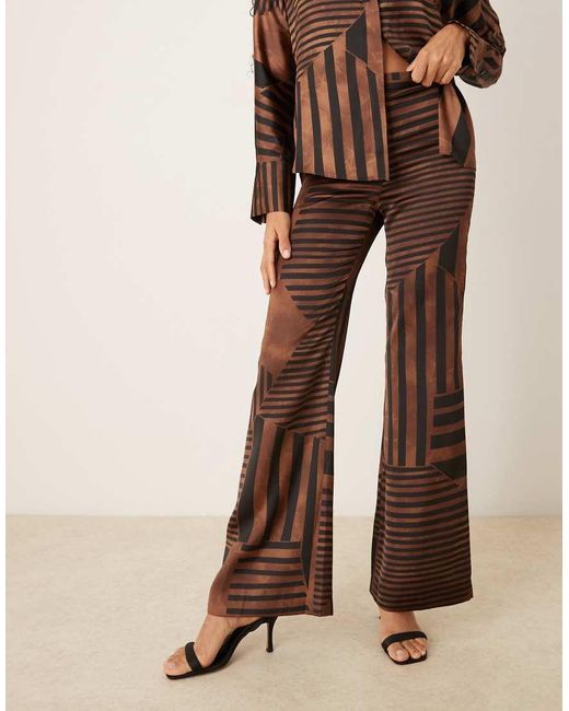 Mango Natural Satin Flared Trouser Co-ord