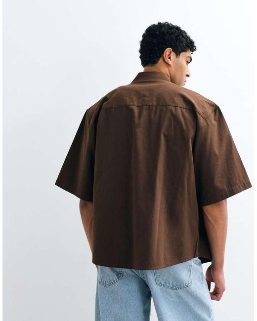 ASOS Brown Oversized Poplin Shirt for men