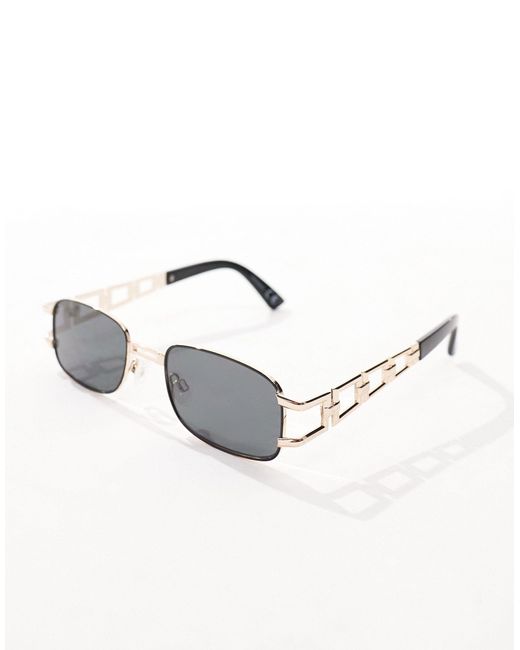 ASOS Brown Square Sunglasses With Chain Link Temple for men