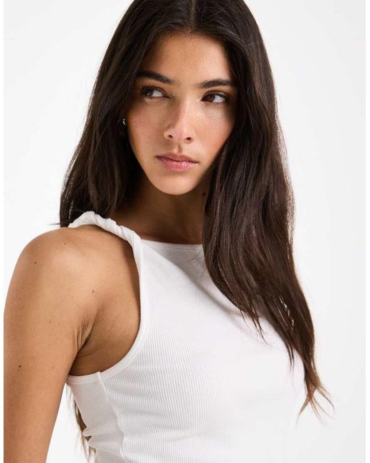 ASOS White Twist Detail Scoop Neck Cami