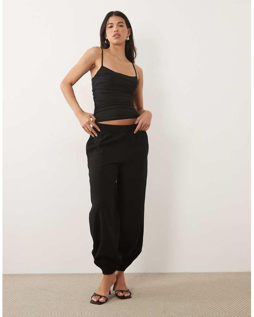 ASOS Black Polyamide Double Layer Cami Top With Mesh Contrast