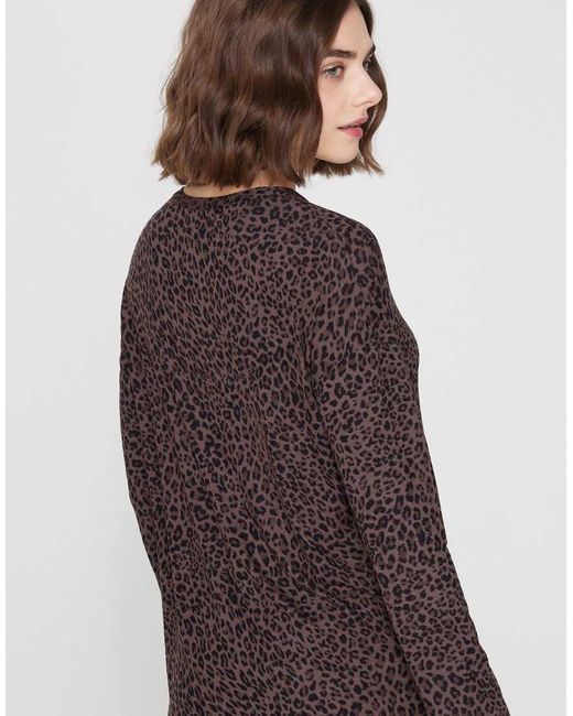 Tezenis Brown Long Sleeve Oversized Viscose Top