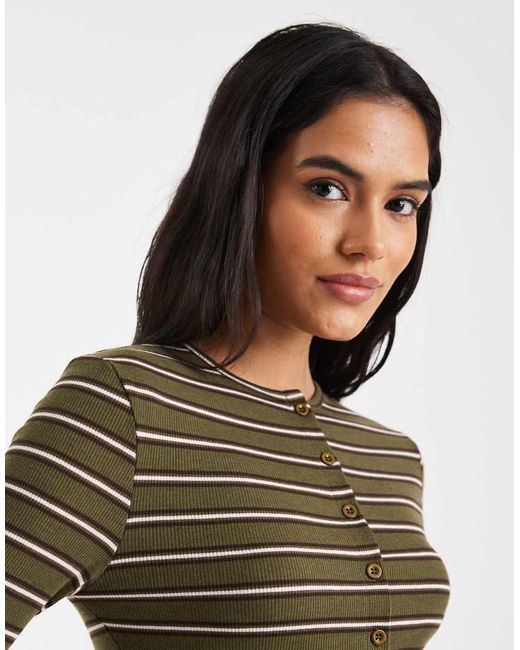 Miss Selfridge Green Striped Long Sleeve Top Co-ord