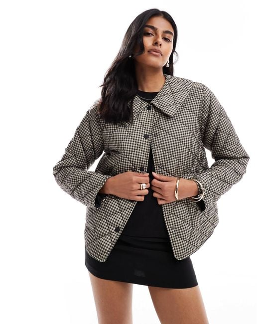 ONLY Gray Collared Quilted Jacket
