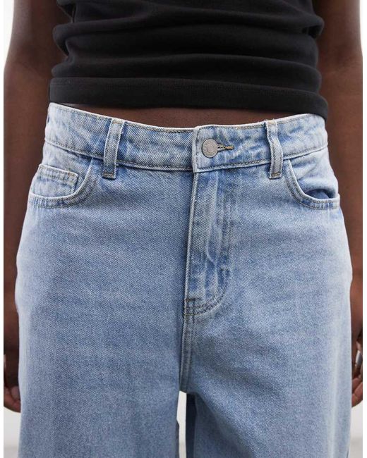 Noisy May Blue Alexa Mid Rise Wide Leg Jeans