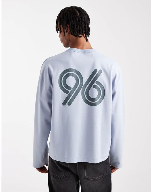ASOS – premium – schweres, kastiges, langärmliges oversize-shirt in Blue für Herren