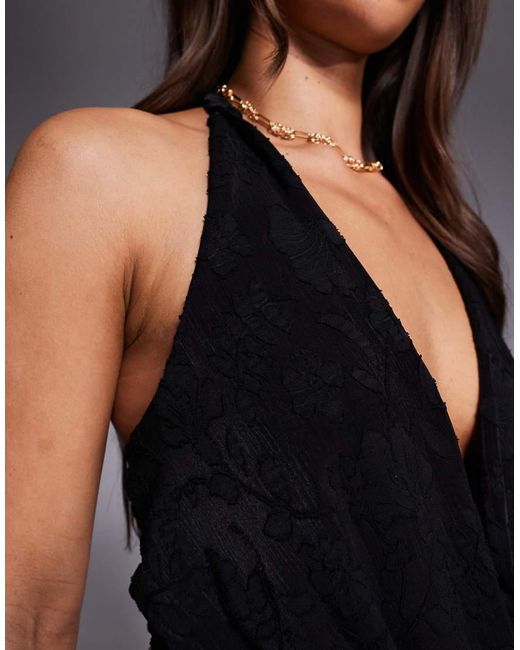 Missy Empire Black Double Sculpted Slinky Plunge Cowl Neck Top Co-Ord