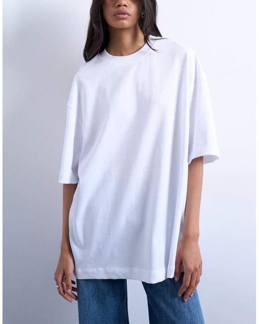 TOPSHOP Oversized T-Shirt Met Verlaagde Schouders in het White