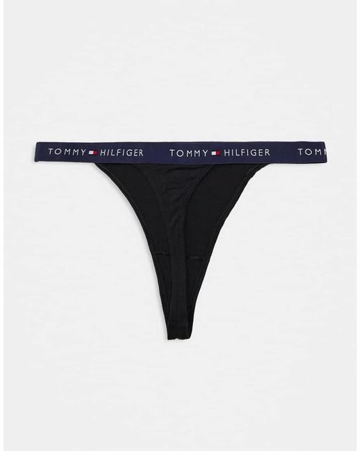 Tommy Hilfiger Black Essential Cotton 5 Pack Tanga Thongs