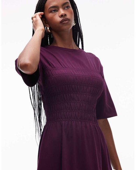 & Other Stories Purple Jersey Midaxi Dress With Ruche Corset Detail
