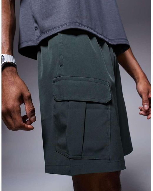 4505 Blue Icon 7 Inch Quick Dry Training Cargo Shorts With Zip Pockets for men