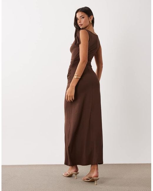 ASOS Brown Fringe Detail Midi Dress