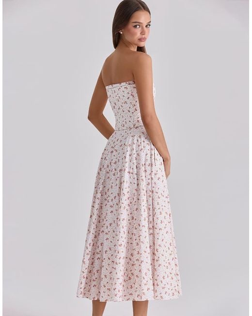 House Of Cb Pink Gina Strapless Cotton Maxi Dress