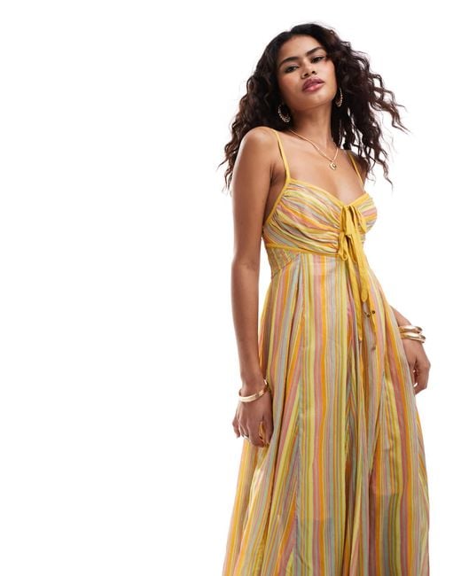 Robe longue a bretelles en popeline a rayures multicolore Free People en coloris Neutre Lyst