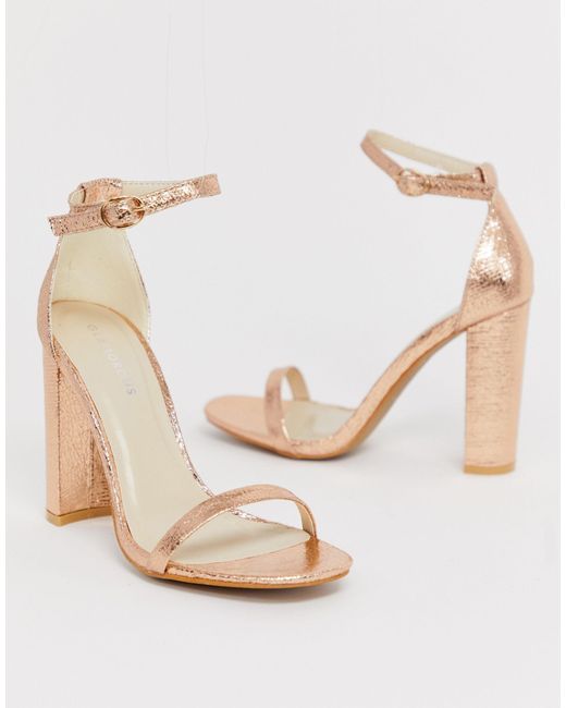 glamorous barely there block heeled sandals