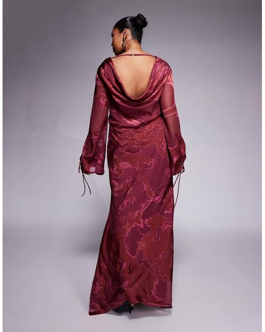ASOS Red Asos Design Curve Slash Neck Seam Detail Burnout Maxi Dress