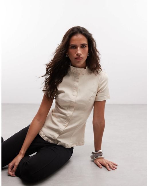 Weekday White Structured Button Up Top