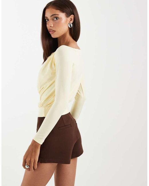 Motel Natural Sore Off The Shoulder Long Sleeve Top