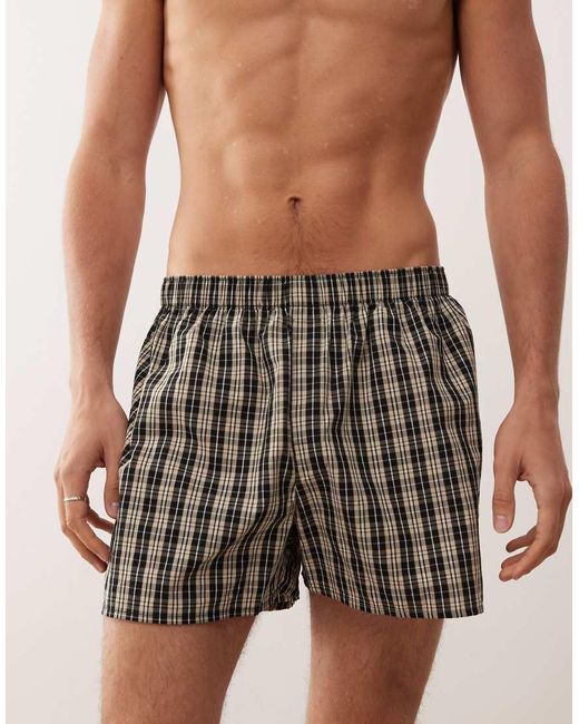 Pack De 2 Calzoncillos Bóxer A Cuadros Azules Y Amarillos De Weekday de hombre de color Blue