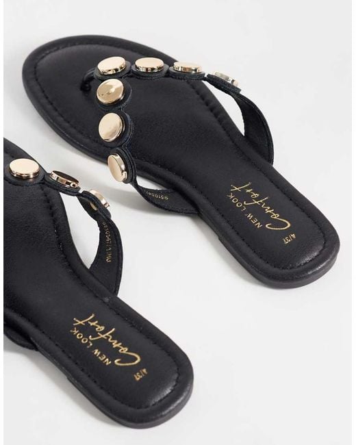 New Look Black Scallop Detail Toe Post Sandal