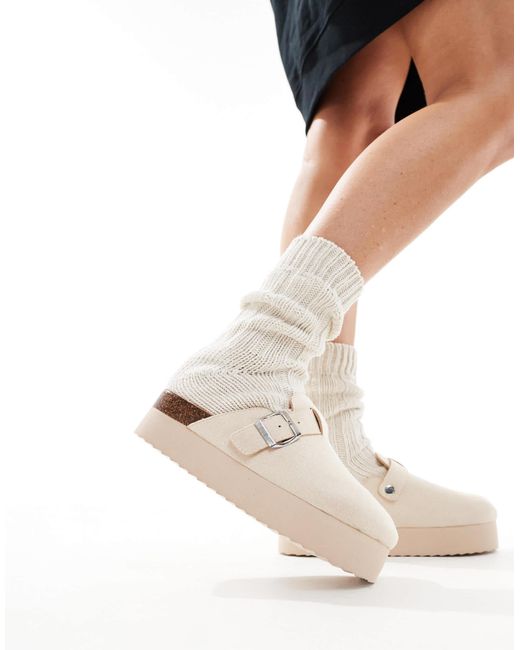 SEQWL Natural Flatform Clogs