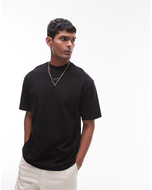 T-shirt oversize nera di Topman in Black da Uomo