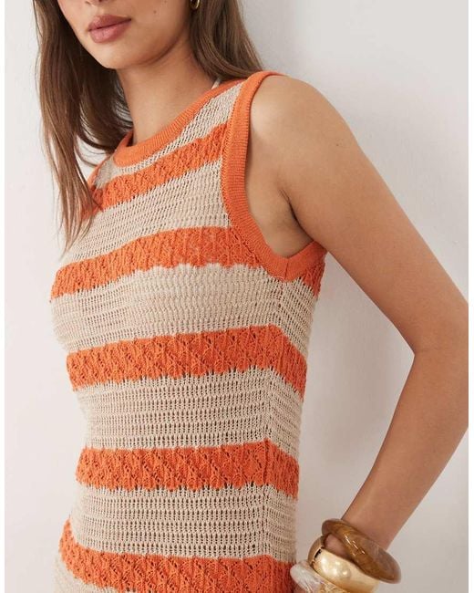 ASOS Orange Crochet Knit Stripe Mini Dress