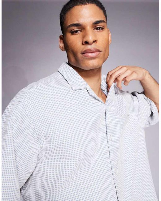 ASOS White Co-ord Waffle Regular Revere Shirt for men