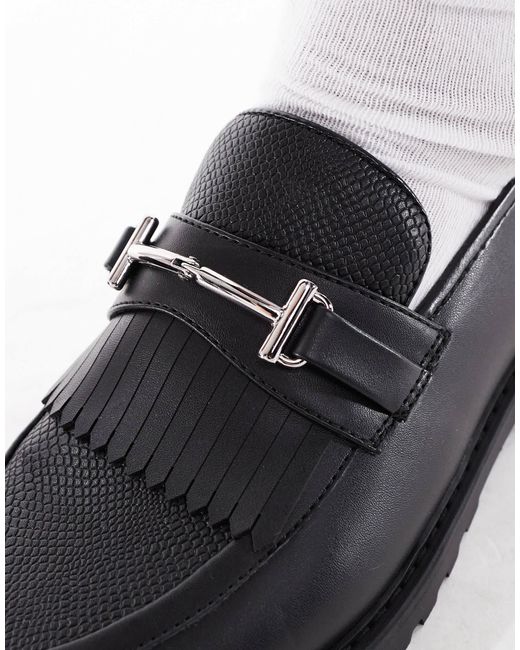 ASOS Black Faux Croc Loafers for men