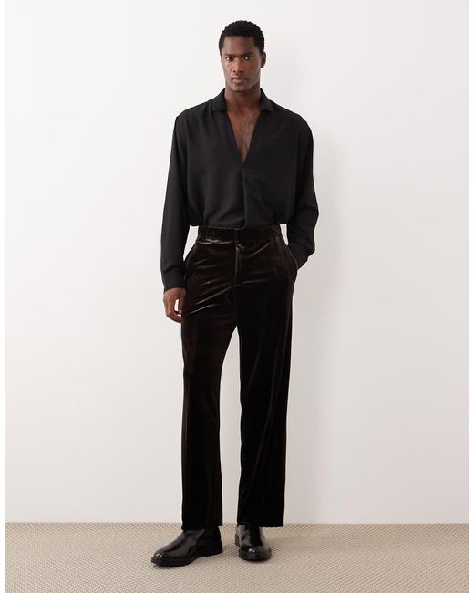 ASOS White Smart Wide Leg Velvet Trousers for men