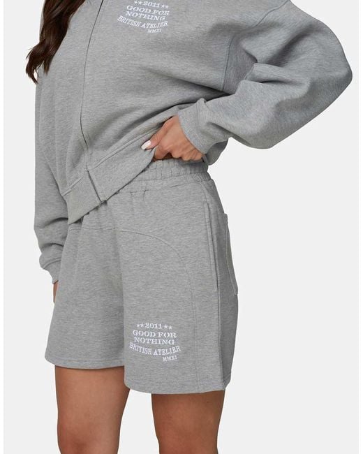 Good For Nothing Gray Baggy Shorts With Embroidered Logo