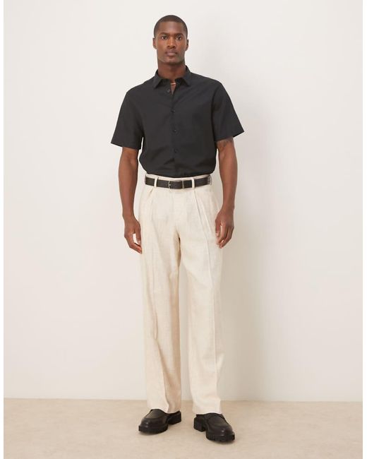 ASOS Regular-Fit Overhemd Van Linnenmix in het Black voor heren