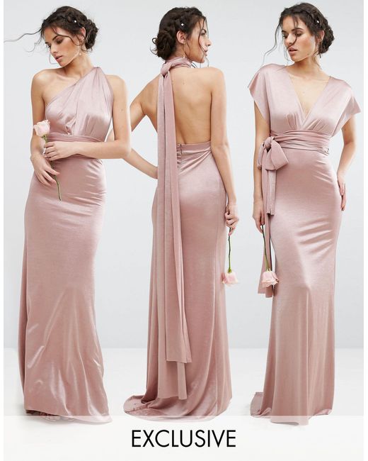 Wedding - robe longue brillante multiposition TFNC London en coloris Rose |  Lyst