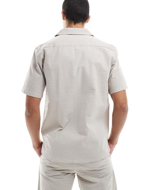 Only & Sons Natural Seersucker Shirt Co-ord for men