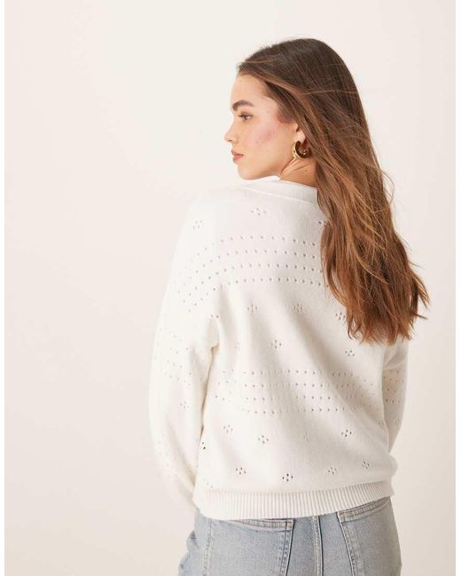 Vila Natural Blouson Sleeve Pattern Knitted Cardigan