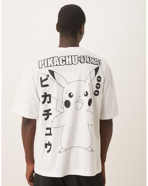 ASOS Natural Unisex Oversized T-shirt With Pokemon Prints