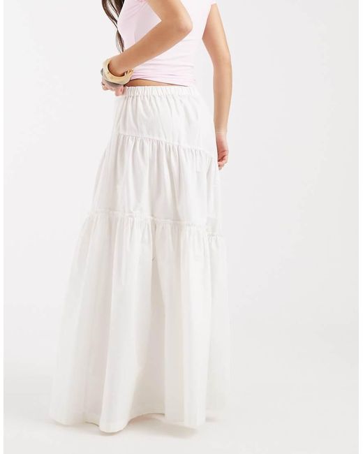 ASOS White Asymmetric Tiered Boho Maxi Skirt