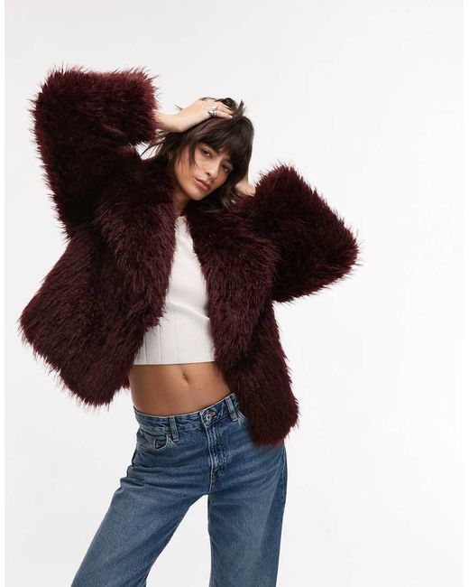 Mango Red Faux Fur Jacket