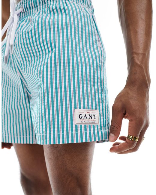 Gant Green Seersucker Swim Shorts for men