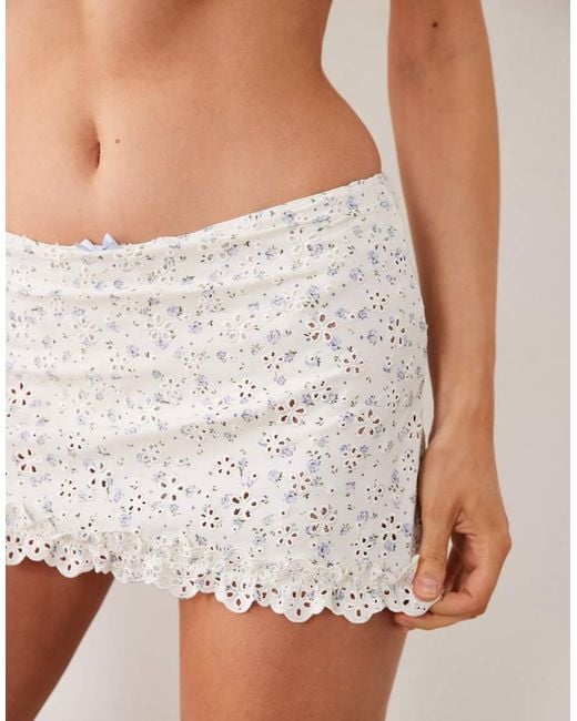 For Love & Lemons White Cape Cod Frill Detail Bikini Skirt Co-ord