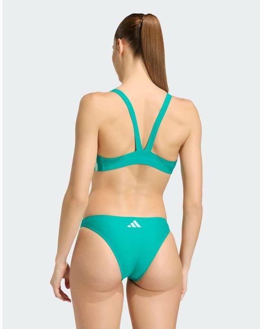 Adidas Originals Green 3-stripes V-back Bikini