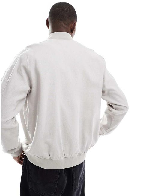French Connection White French Connection Linen Bomber Jacket for men