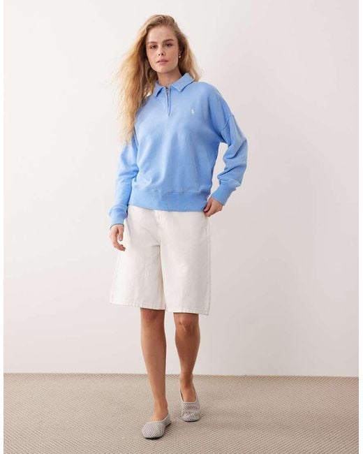 Polo Ralph Lauren Blue Knitted Half Zip Up Sweatshirt