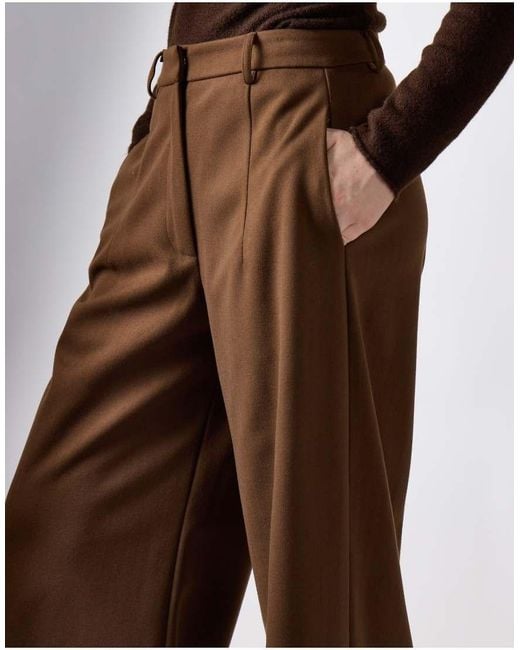 NARRATED Brown High Waist Wide Leg Trousers