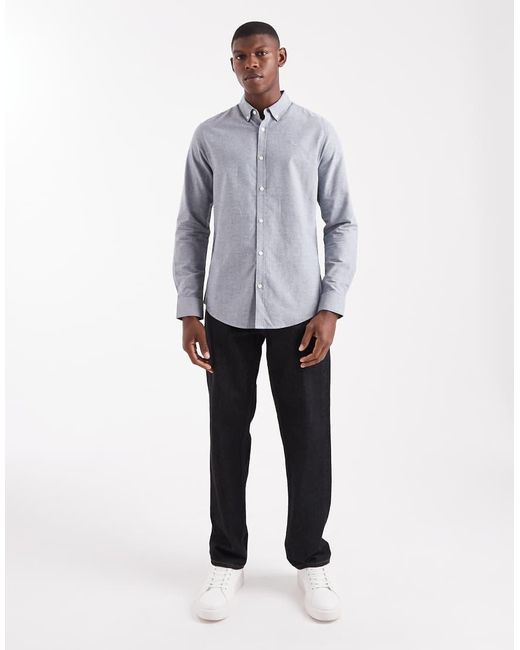 Threadbare Oxford Overhemd Met Lange Mouwen in het Blue voor heren