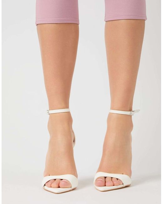 Public Desire White Kelisa Pu Pointed Toe Barely There Stiletto High Heels